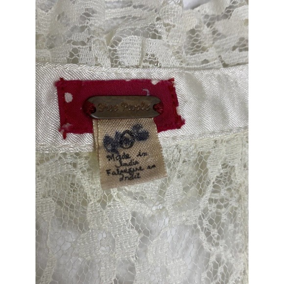 Free People Ivory Lace Up Embroidered Sleeveless V-Neck Midi Sheath Dress Sz 0 - Picture 5 of 7